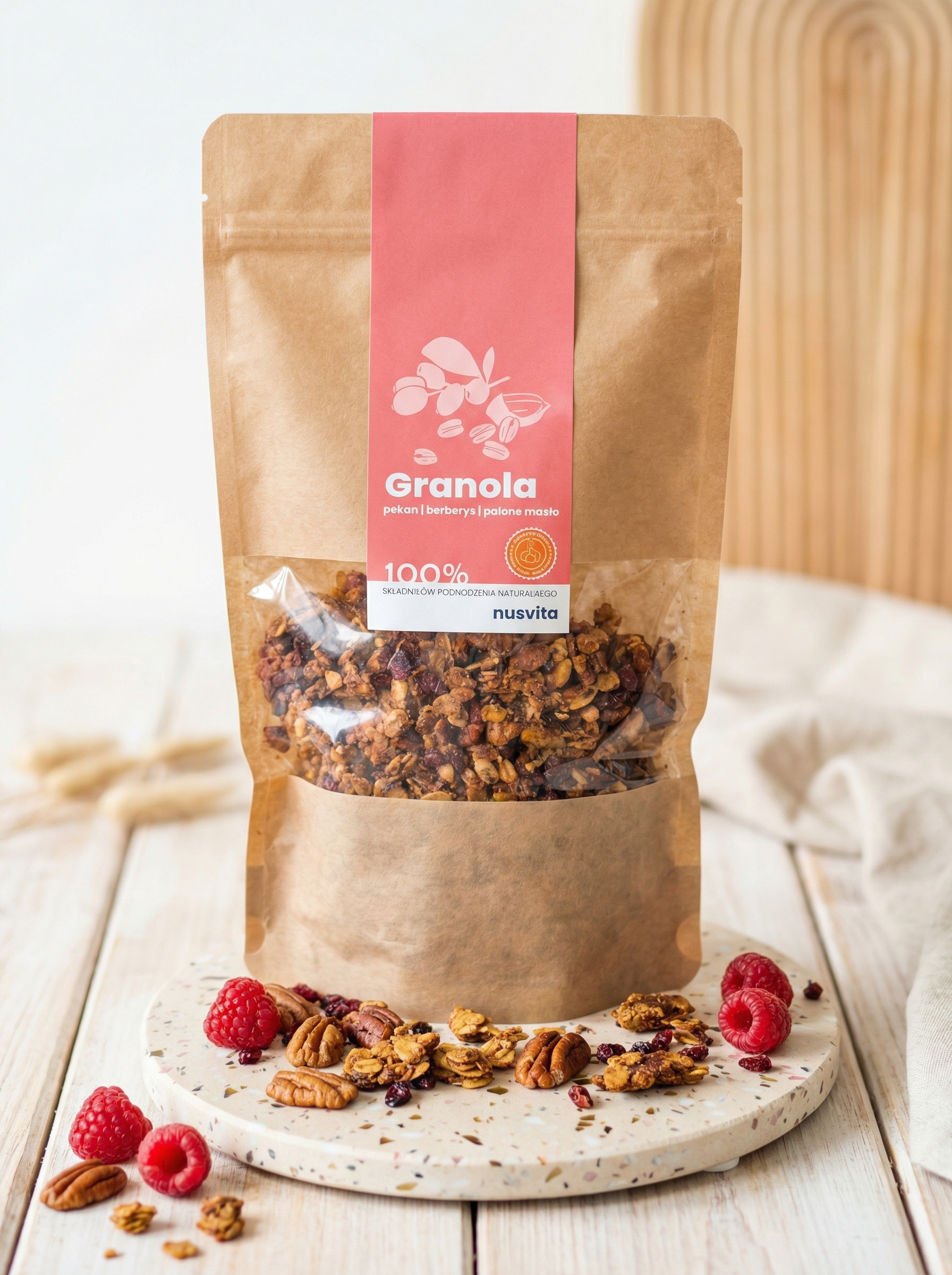 Granola pekan berberys palone masło