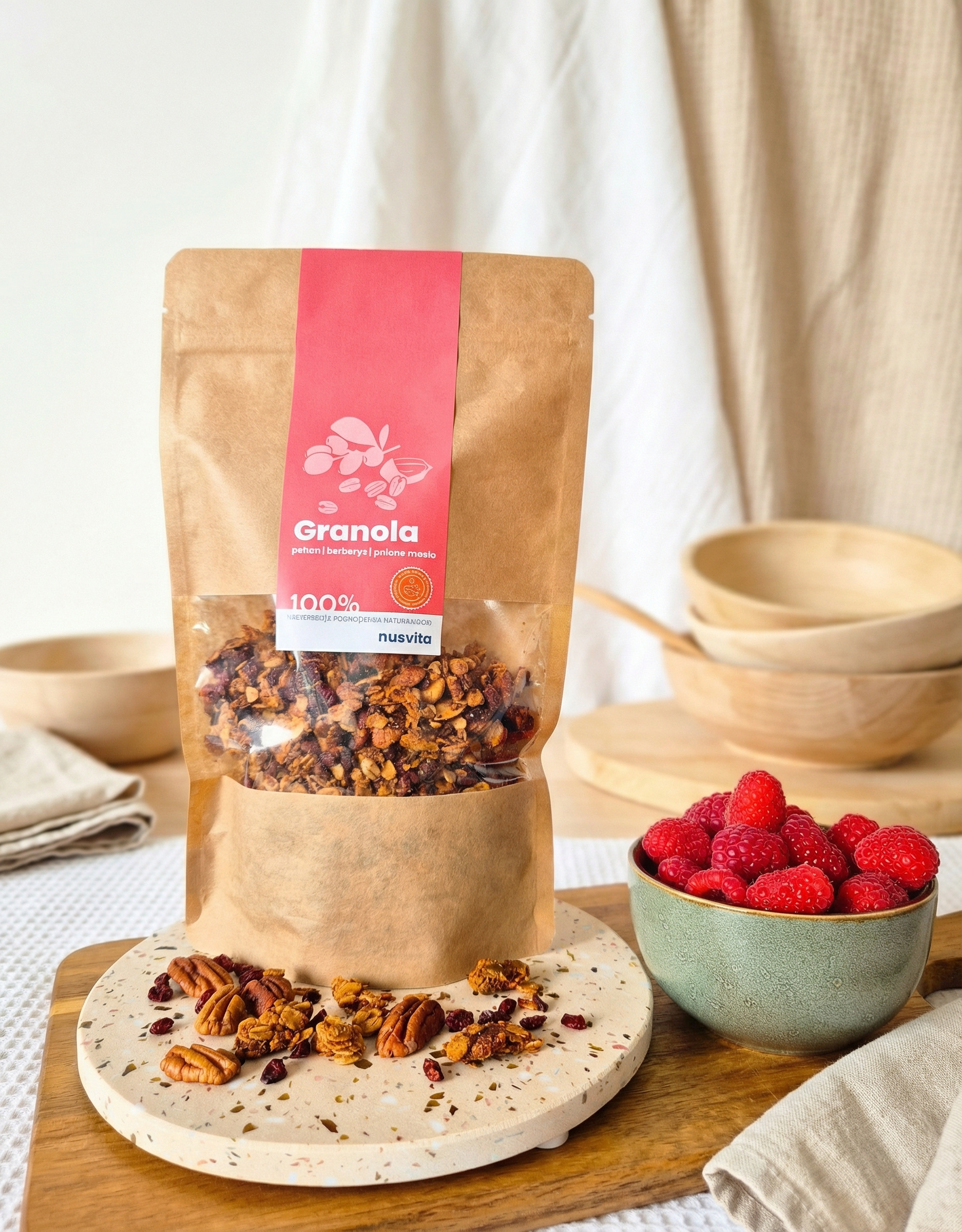 Granola pekan berberys palone masło