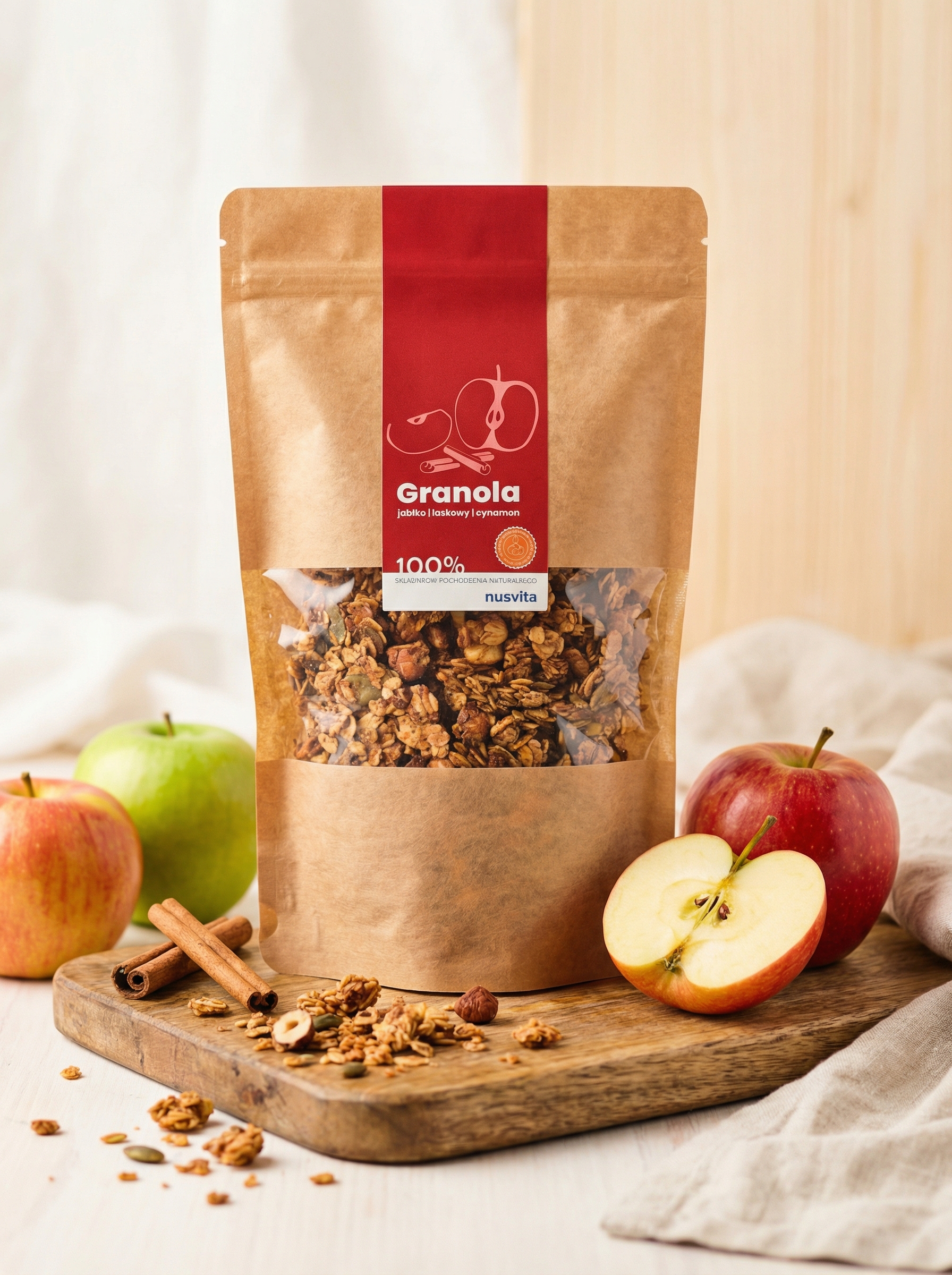 Granola jabłko, laskowy, cynamon - obrazek 2