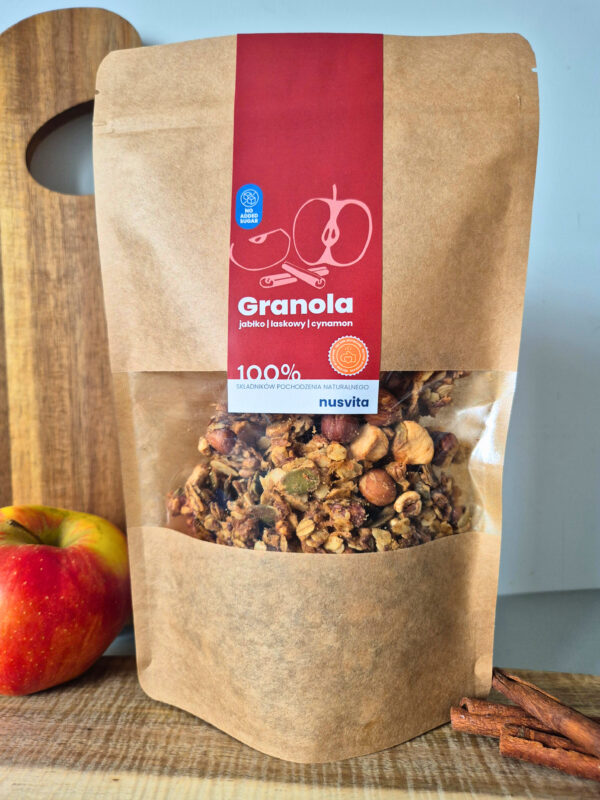 Granola jabłko, laskowy, cynamon - bez dodatku cukru - obrazek 3